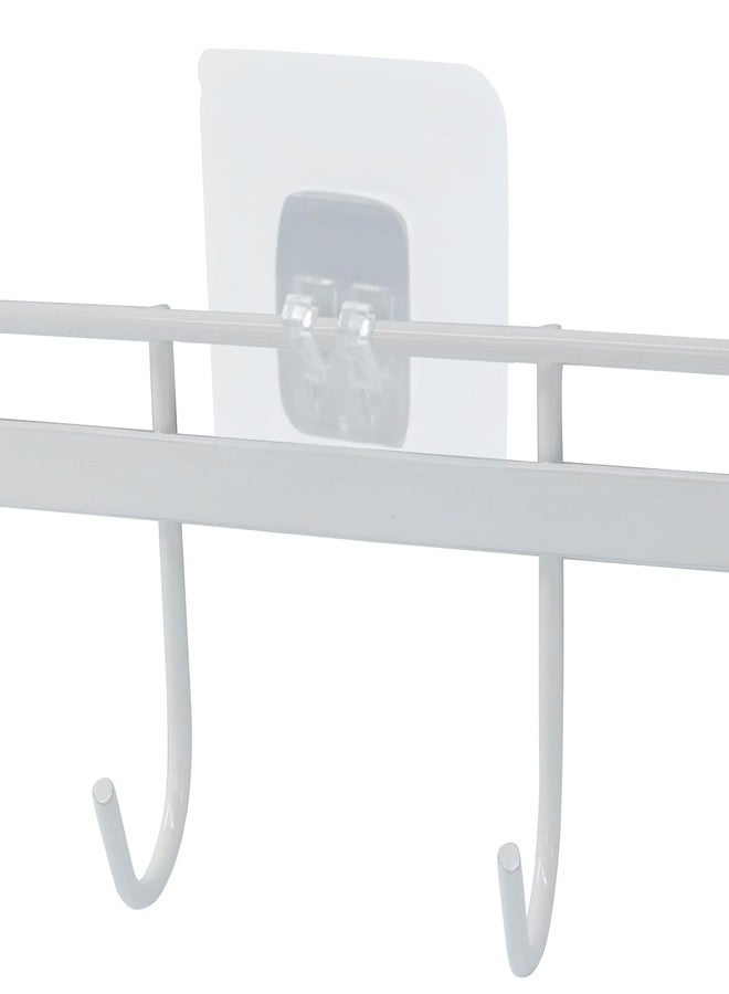 verkelly 2 Pcs Kitchen Utensil Rack with 4 Adhesives - Adhesive Kitchen Utensils Hanging Rack Utensil Holder for Kitchen, Bathroom, and Bedroom(White) - Image 3